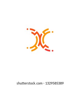 
X letter geometric line initial logo digital technology vector icon
