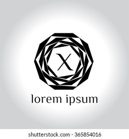 X letter geometric vector logo template (sign, symbol, emblem, ornament)