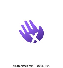 x letter hand palm hello logo vector icon illustration