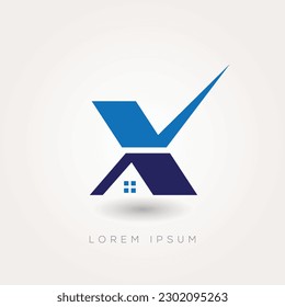 X letter home logo with property housing logo design illustration.