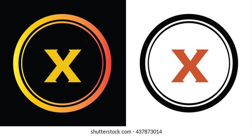 X letter icon design template elements in abstract background logo, design identity in circle, alphabet letter