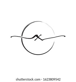 X letter initial logo with circle brush design vector
