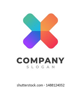 x letter initial logo template, with colorful vibrant modern simple style for your company