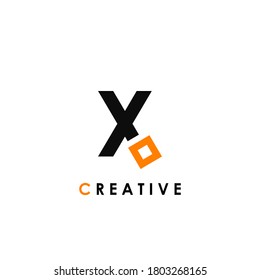 X letter initial with square shape logo template design for business identity