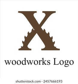 X Letter initial Wood Carpenter industry logo inspiration. wood logo , woodwork handyman, wood house builder. simple minimalist icon Vector illustration.