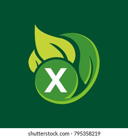 X letter leaf logo design