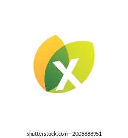 x letter leaf overlapping color logo vector icon illustration