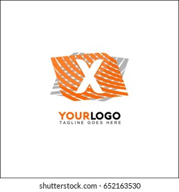 X Letter Line Logo Design. Graphical mono line feathers set. Vector elements or linear signs. 
