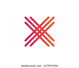 X Letter  Line Logo Vector Design Template