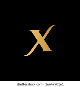 X letter logo with black background.The gold letter icon.Gold letter icon design.