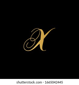 X letter logo with black background.The gold letter icon.Gold letter icon design.
