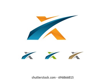 X Letter Logo Checkmark Vector