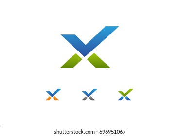 X Letter Logo Checkmark Vector