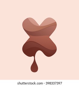 X letter logo. Chocolate style. Typeface, vector design template elements for your application or corporate identity.