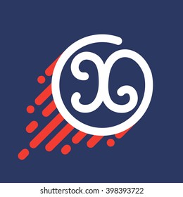 X letter logo in circle with speed line. Font style, vector design template elements for your sport application or corporate identity.
