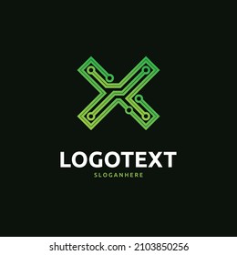 X-Buchstaben-Logo, X-Circuit-Logo, Tech-Logo-Design