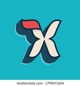 X letter logo in classic sport style. This script font is perfect for a sportswear advertising, champions art, college team identity, etc.