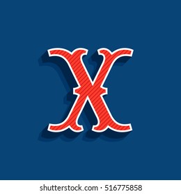 X letter logo in classic sport team style font. Typography for your posters, sportswear, club t-shirt, banner, etc.  