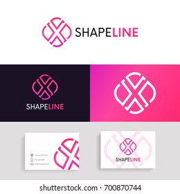 X letter logo clean linear icon rhombus sign vector design.