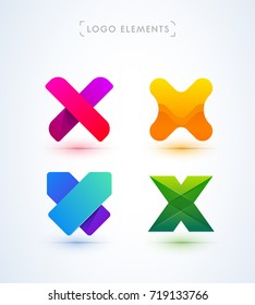 X letter logo collection. Vector abstract material design style