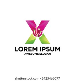 x letter logo colorful  gradient abstract vector illustration