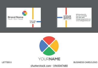 X Letter Logo Corporate Business card. Vector Modern Creative and Clean Business Card Template.