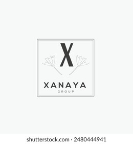X letter logo with a creative floral concept for company business beauty real estate premium vector