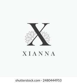 X letter logo with a creative floral concept for company business beauty real estate premium vector