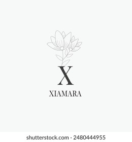 X letter logo with a creative floral concept for company business beauty real estate premium vector