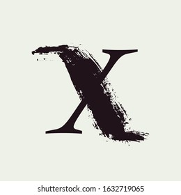 X letter logo. Custom serif style lettering with hand drawn brush stroke. Classic vector font for your fashion poster, jewelry badge, vintage banner, boutique card etc.