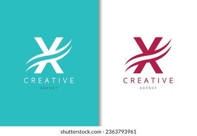 Diseño del logotipo de la carta X con fondo y logotipo de la empresa creativa. Diseño moderno de la moda de las letras. Ilustración del vector