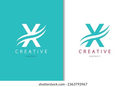 Diseño del logotipo de la carta X con fondo y logotipo de la empresa creativa. Diseño moderno de la moda de las letras. Ilustración del vector