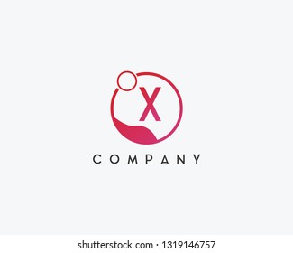 X letter logo design with circle.