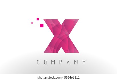 X Letter Logo Design with Circular Purple Dots Bubble Pattern. 