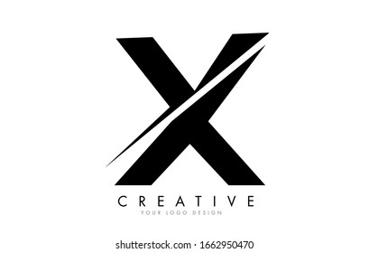 Diseño con logotipo X Letter con un corte creativo. Diseño de logotipo creativo.