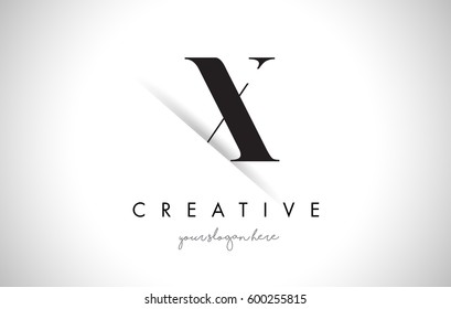 X Letter Logo Design with Creative Paper Cut and Serif Font.