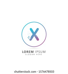X Letter Logo Design With Dots and Circle element