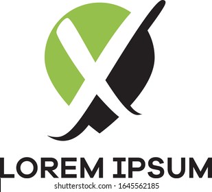 X letter logo design. Letter X in pin shape vector illustration	