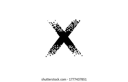 X Letter Logo Design Pixel white black background vector