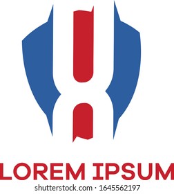 Diseño del logotipo de la letra X. Letra X en la ilustración vectorial de escudo. icono de seguridad	
