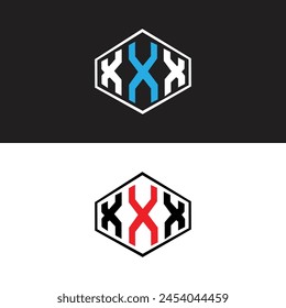 Diseño de logotipo de letra X en seis estilos. X x polígono, círculo, triángulo, hexágono, estilo plano y sencillo con el logotipo de la letra de la variación del color blanco y negro establecido en una mesa de trabajo.