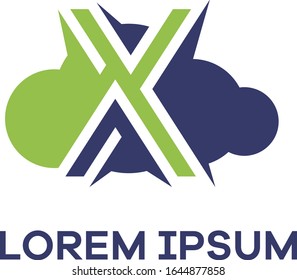 Diseño del logotipo de la letra X. Letra X en ilustración vectorial de forma de cielo.