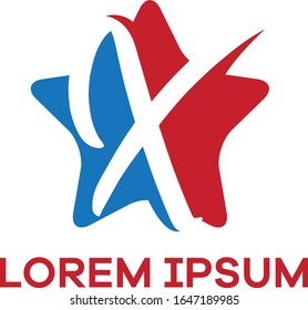 Diseño del logotipo de la letra X. Letra X en ilustración vectorial de forma estrella.	