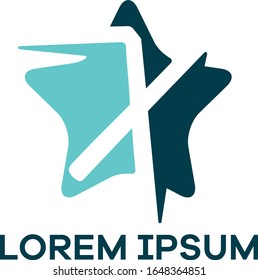 X letter logo design. Letter X in star shape vector illustration.	