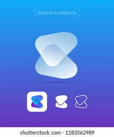X letter logo design template. Origami paper material design, flat and line art style. App icon
