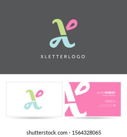 X letter logo design vector with Business card template