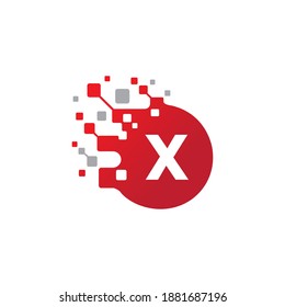 X letter logo design vector template with nice circle