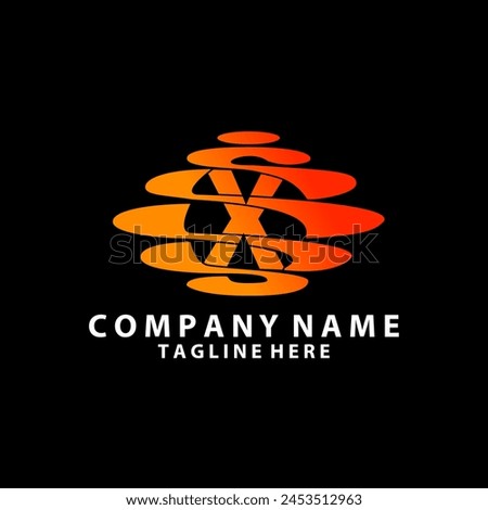 X Letter Logo Design with Water Effect and Sunset Gradient Vector Illustration.