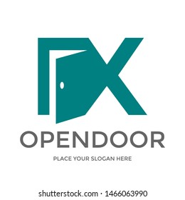 X Letter logo  with door symbol. This vector template suitable for architecture, room and interior. Also suitable for logo based alphabet.