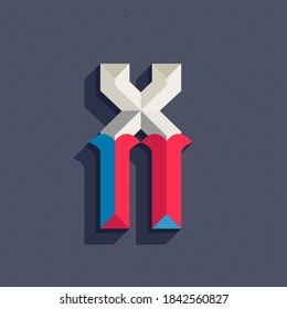 X letter logo in faceted old athletic style. You can use it in your sportswear identity, baseball emblem, victory posters, retro university design, and others. 